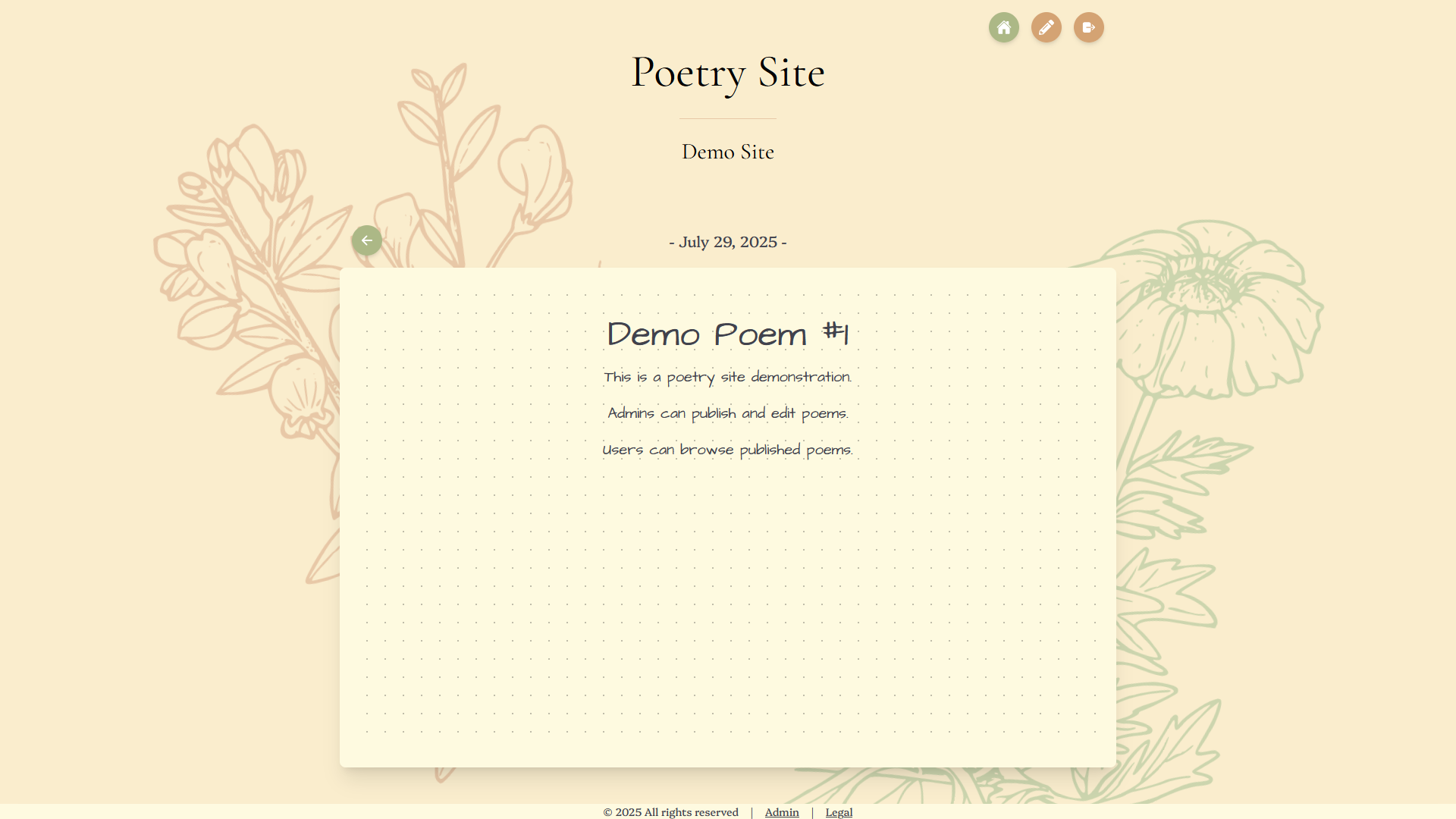 Poetry website screenshot